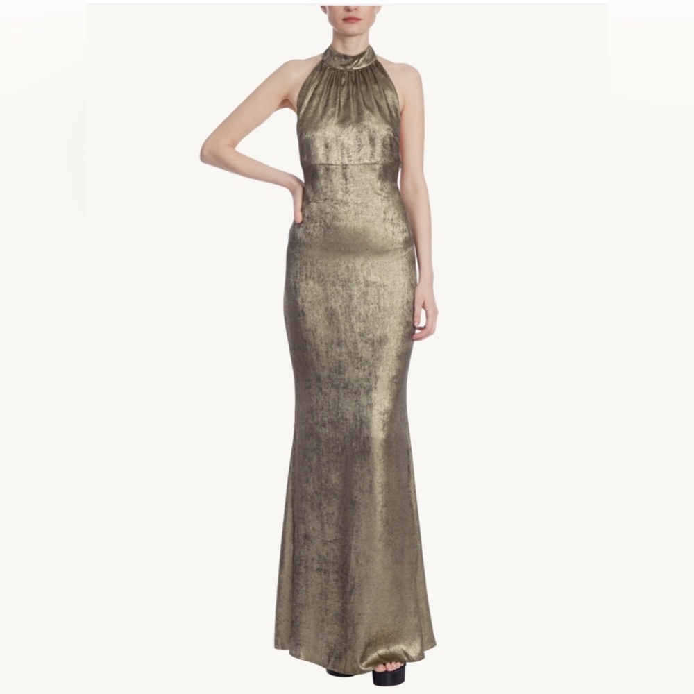 Badgley Mischka Gold Maxi Dress